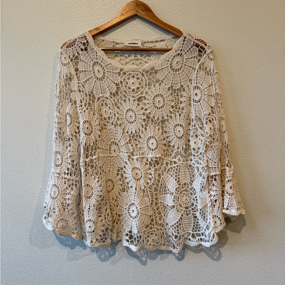 ADORA Cream Crochet Lace Blouse